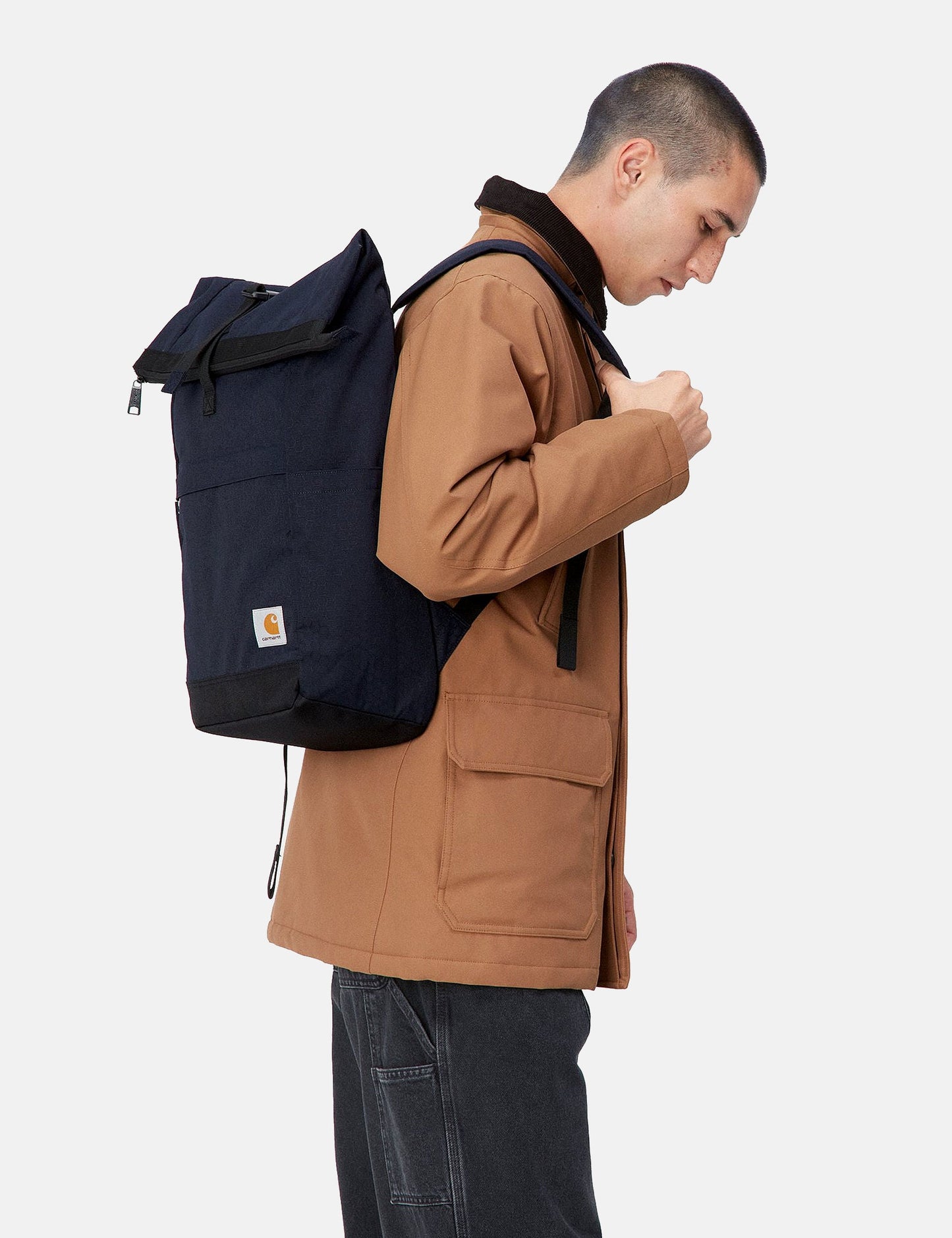 Leon Rolltop Rucksack – Dunkelmarineblau