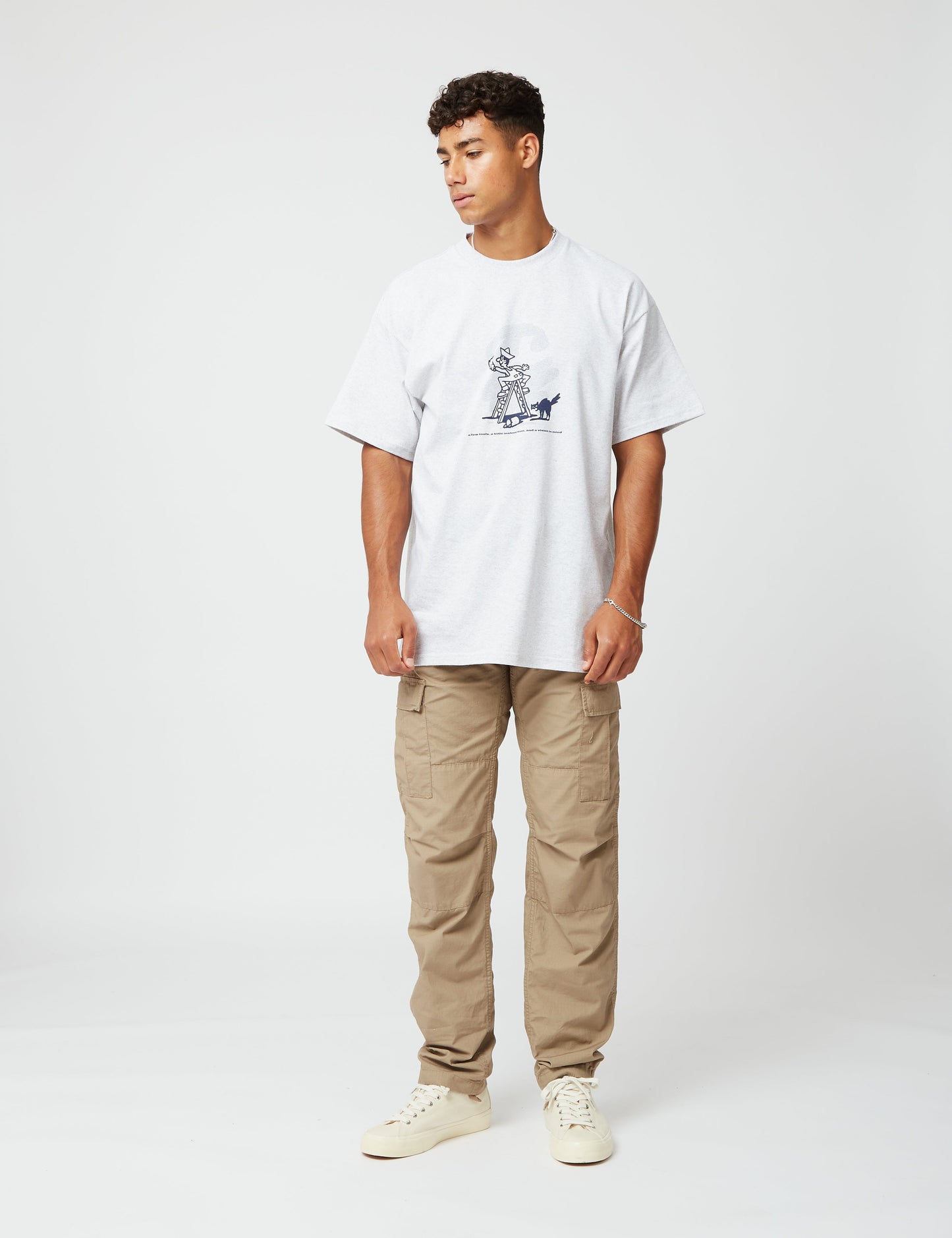 Lucky Painter T-Shirt – Aschmelierter Grauton/Enzianblau