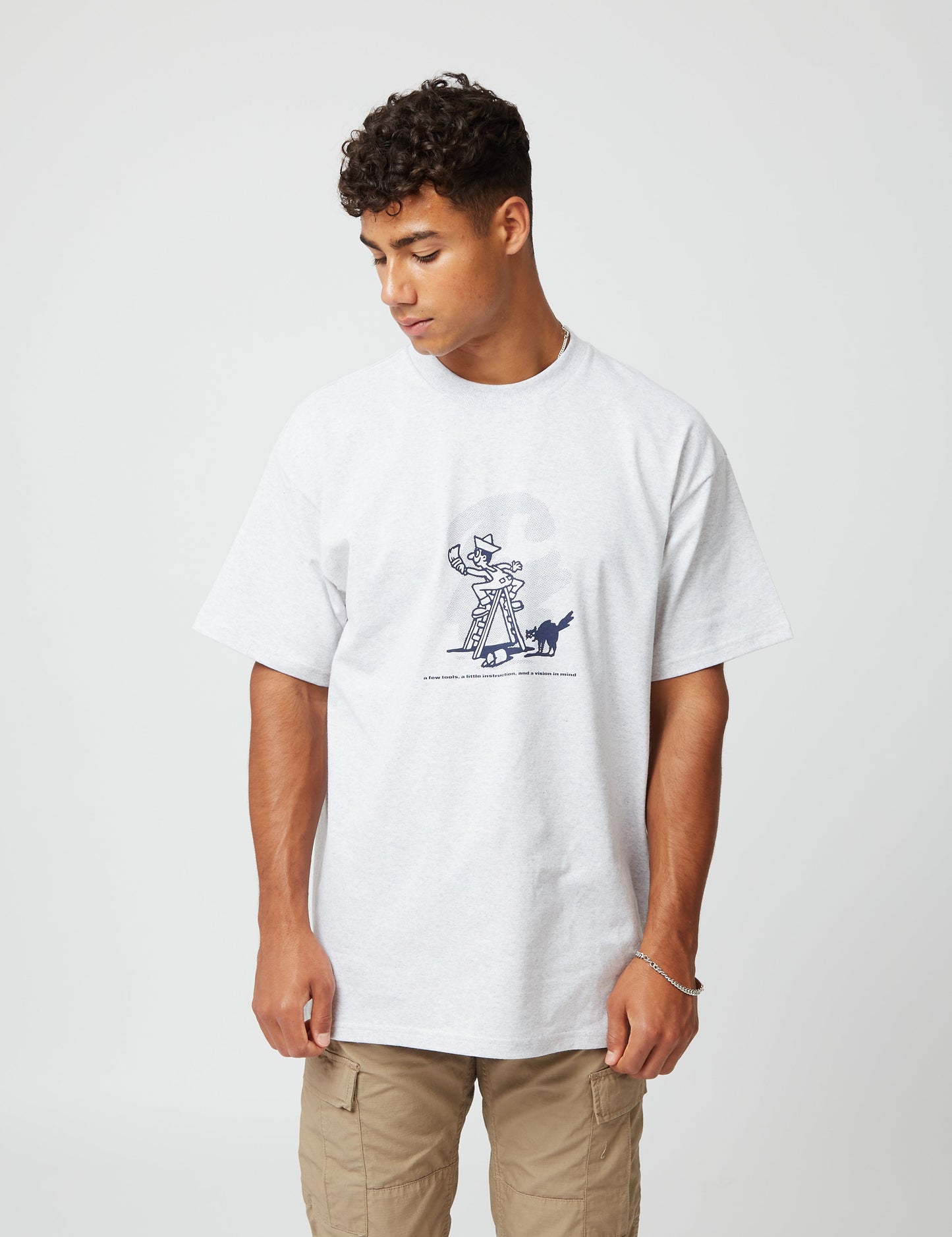 Lucky Painter T-Shirt – Aschmelierter Grauton/Enzianblau