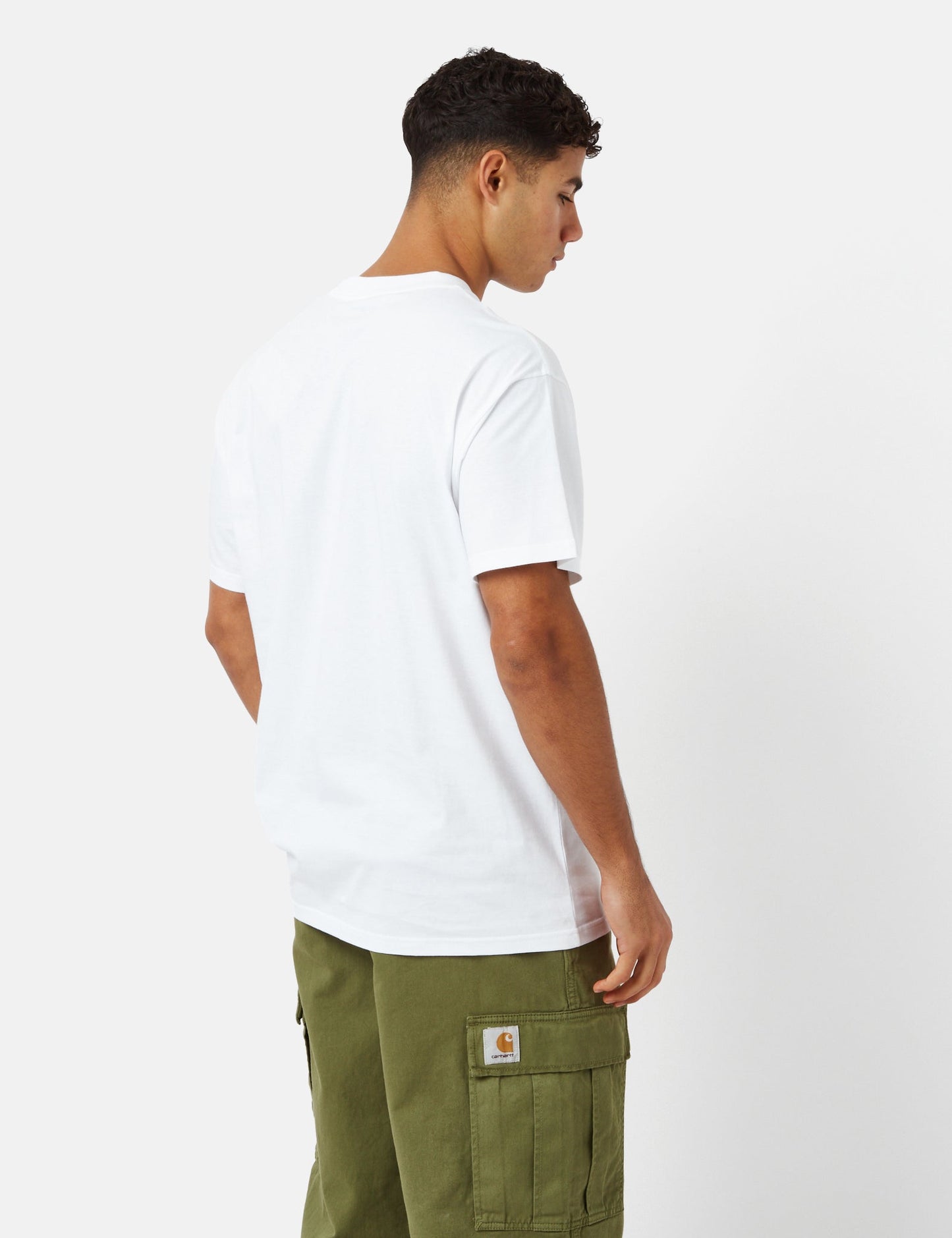 Stretch-T-Shirt mit Tasche (Regular/Bio) – Weiß