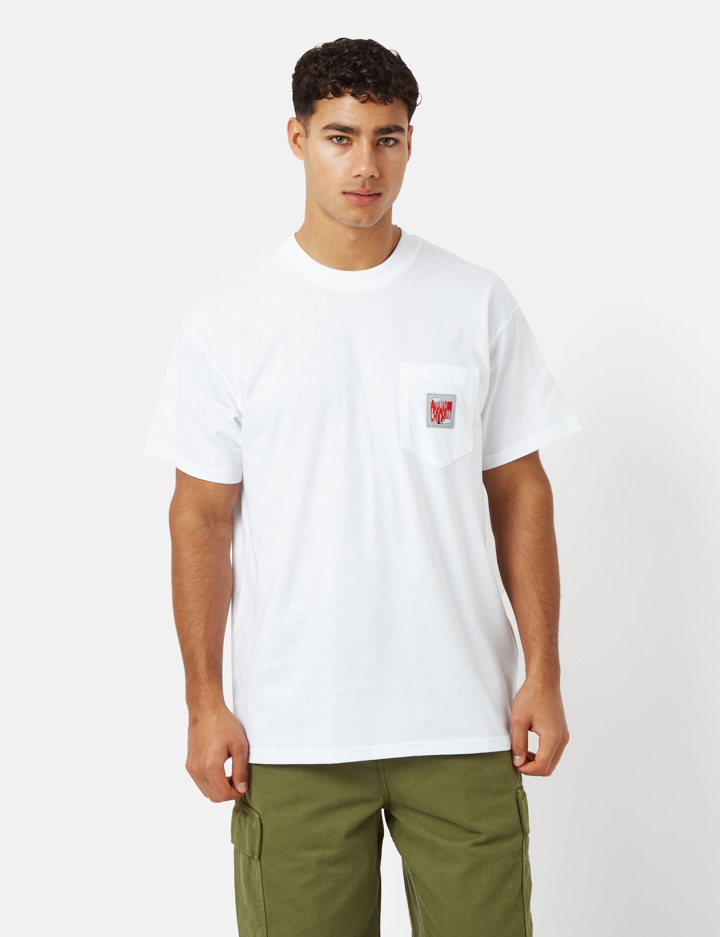 Stretch-T-Shirt mit Tasche (Regular/Bio) – Weiß