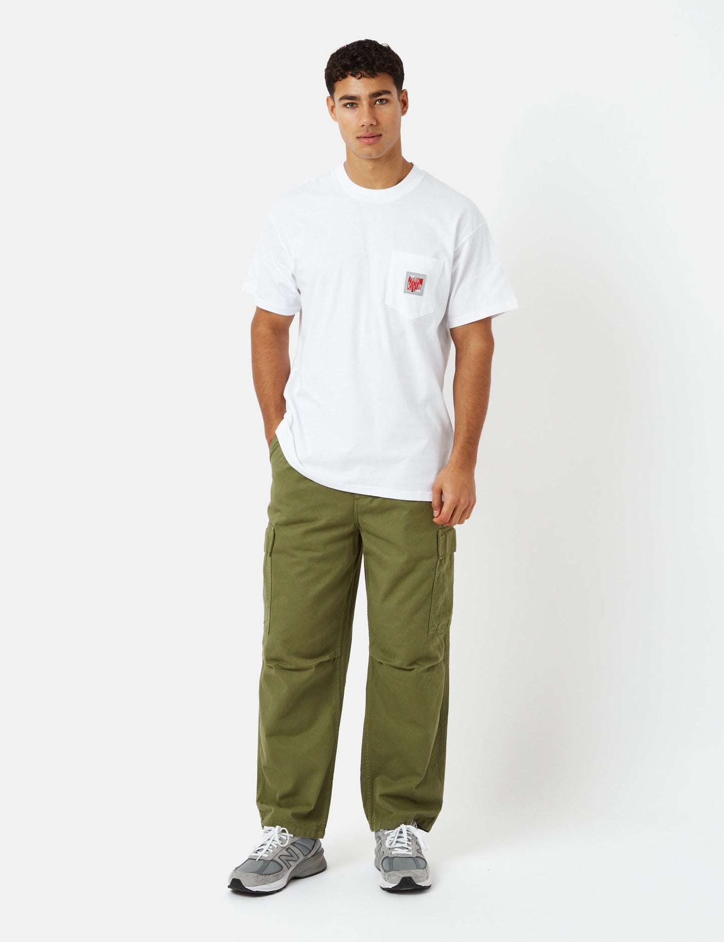 Stretch-T-Shirt mit Tasche (Regular/Bio) – Weiß