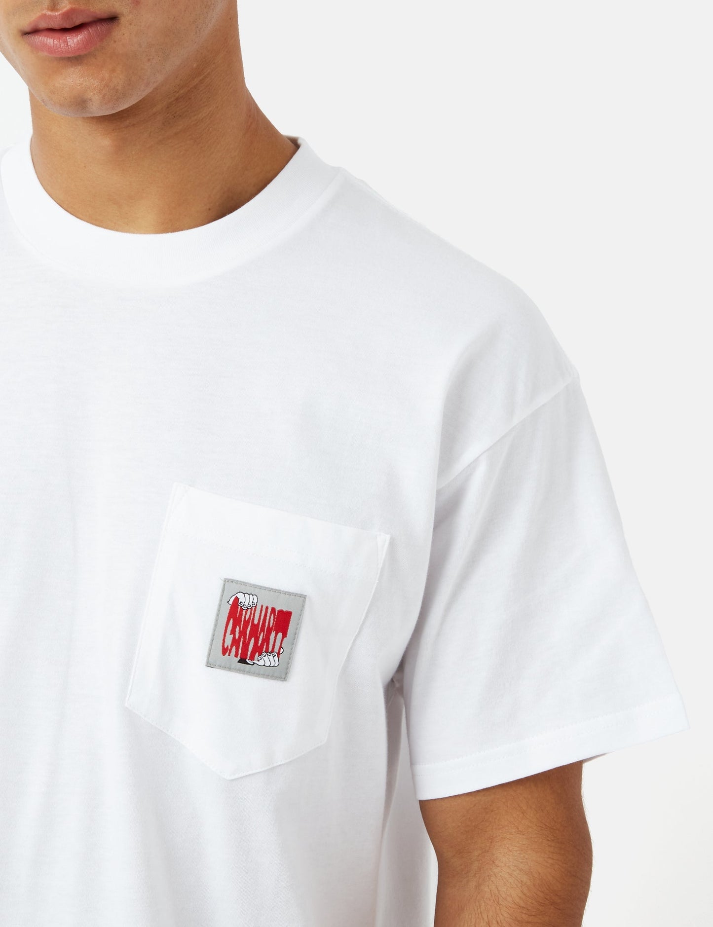 Stretch-T-Shirt mit Tasche (Regular/Bio) – Weiß