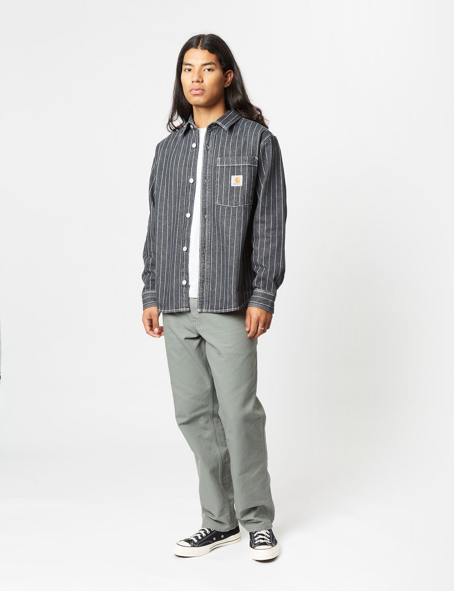 Orlean Streifen-Overshirt (100 % Baumwollpopeline) – Schwarz