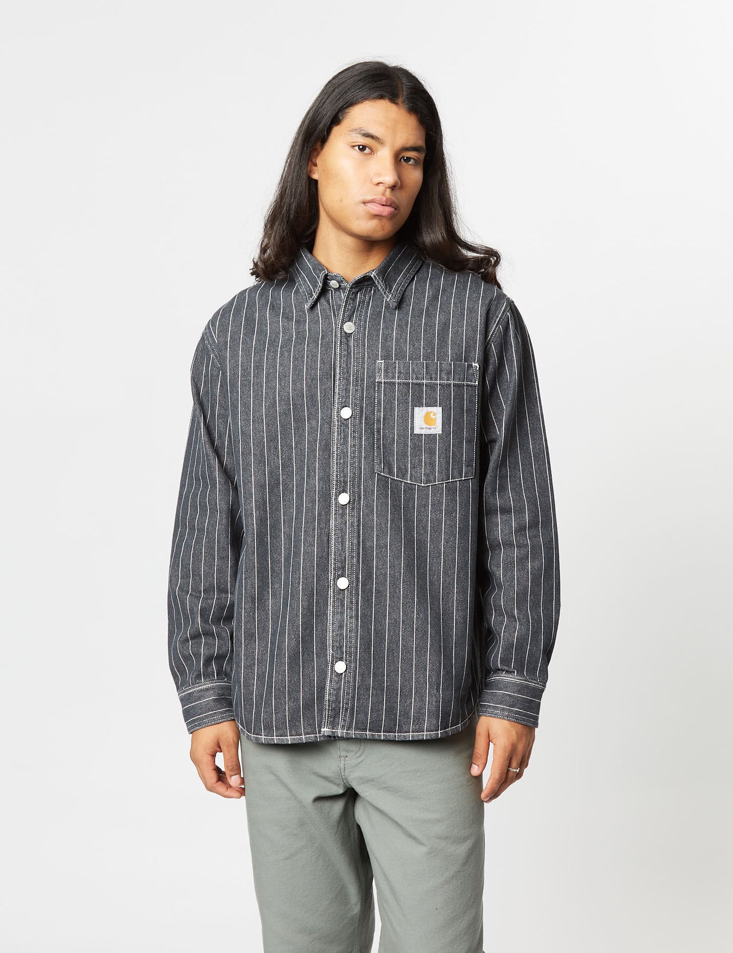 Orlean Streifen-Overshirt (100 % Baumwollpopeline) – Schwarz