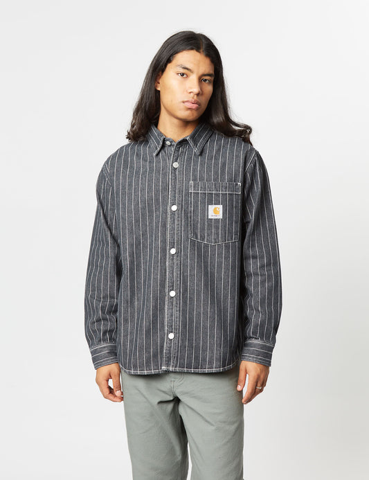 Orlean Streifen-Overshirt (100 % Baumwollpopeline) – Schwarz