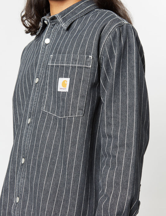 Orlean Streifen-Overshirt (100 % Baumwollpopeline) – Schwarz