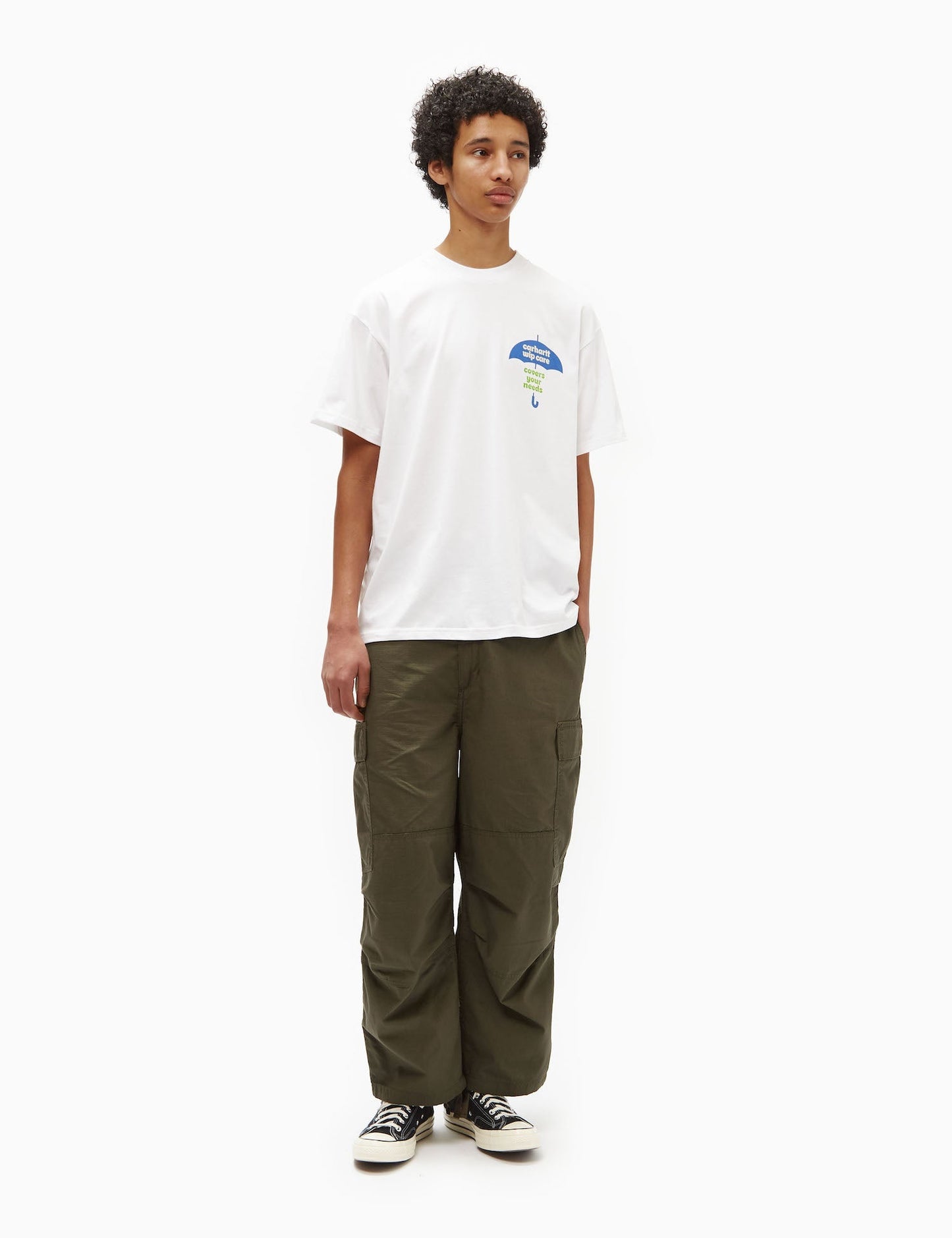 Cover-T-Shirt (locker sitzend) – Weiß