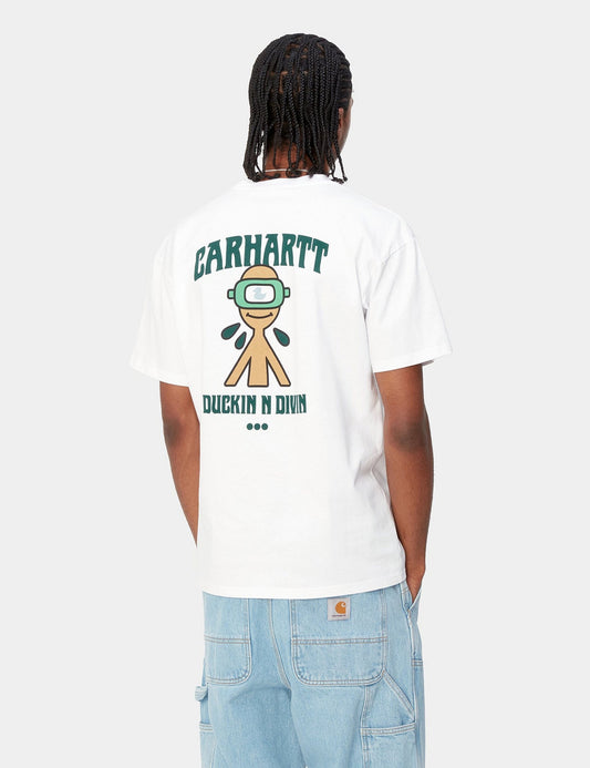 T-shirt Duckin' (Coupe ample) - Blanc teint en pièce