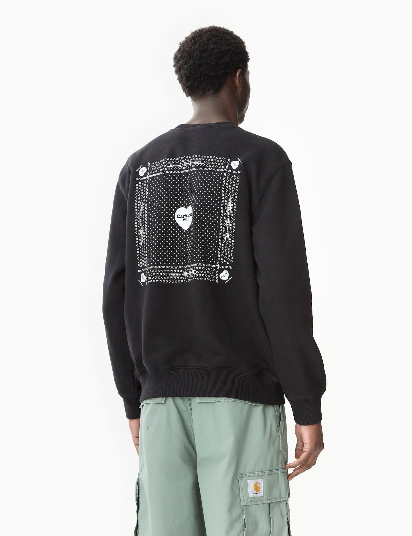 Sweatshirt mit Herz-Bandana-Print (leger geschnitten) – Schwarz