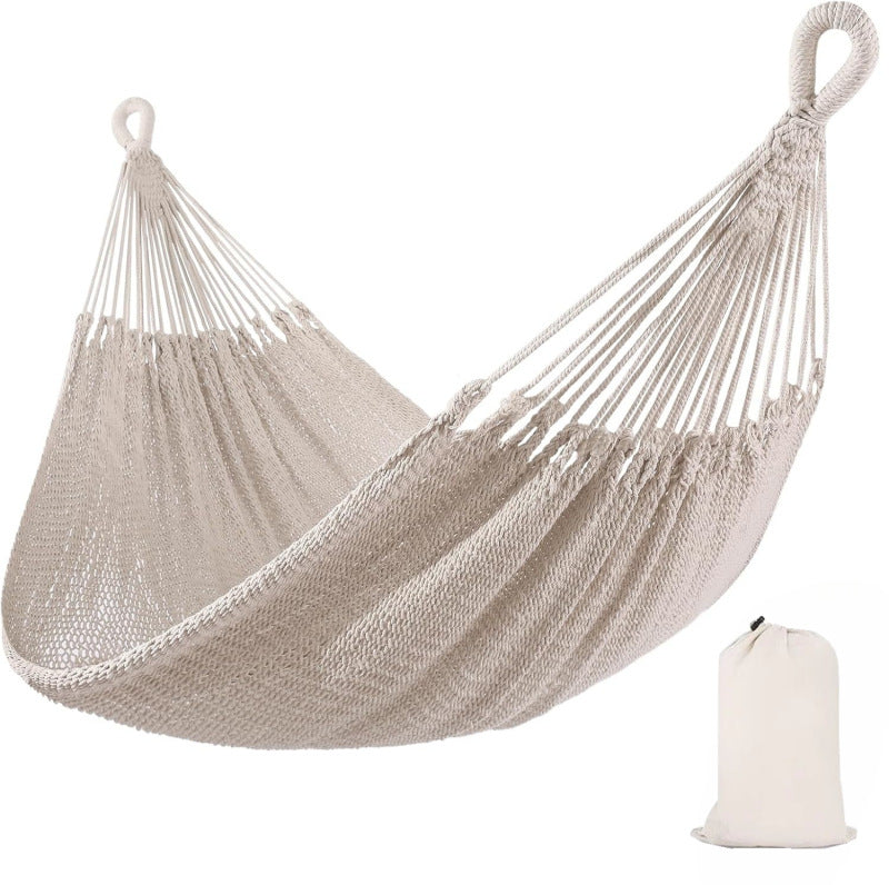 Hamac double en coton avec motif tressé à la main - Portable et respirant