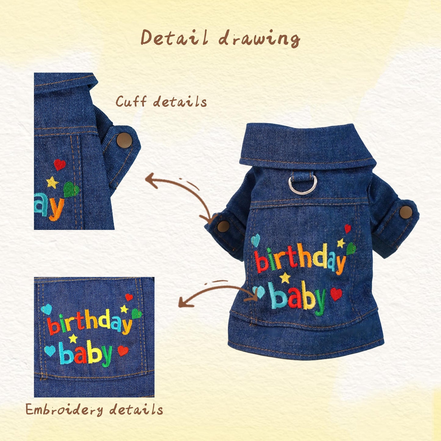 Personalized Embroidered Name Pet Birthday Denim Jacket  | inCloth68