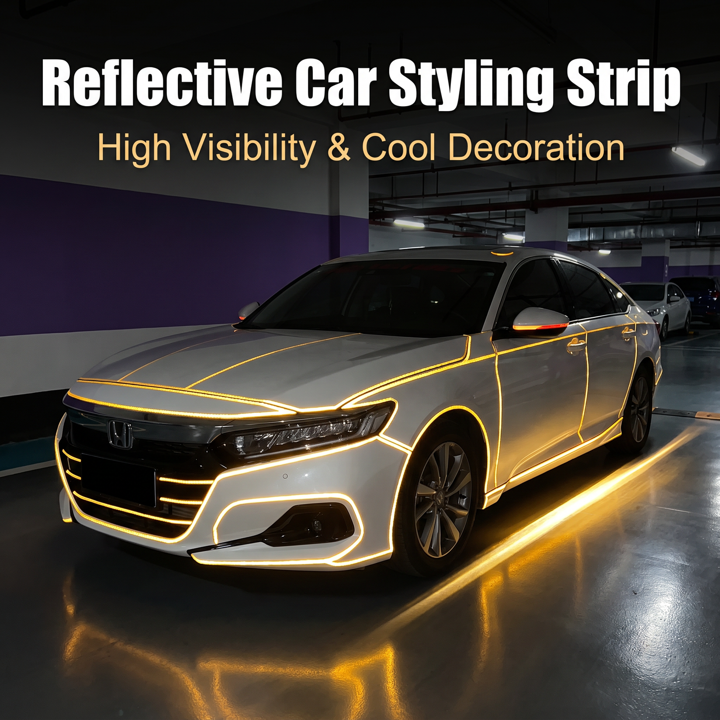 Premium Reflective Car Styling Strip - 6 Vibrant Colors Universal Auto Decal for Grille, Mirror, Wheel & Door