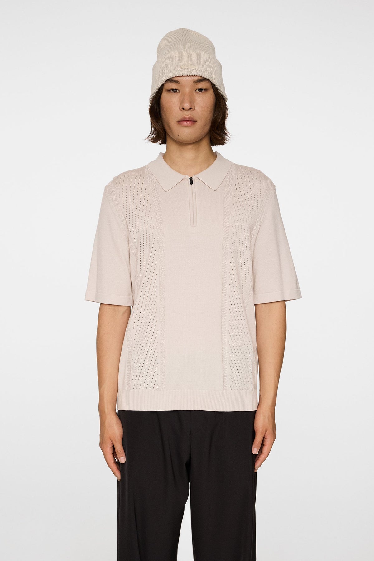 Remy Structure Zip Knit Polo / Moonbeam