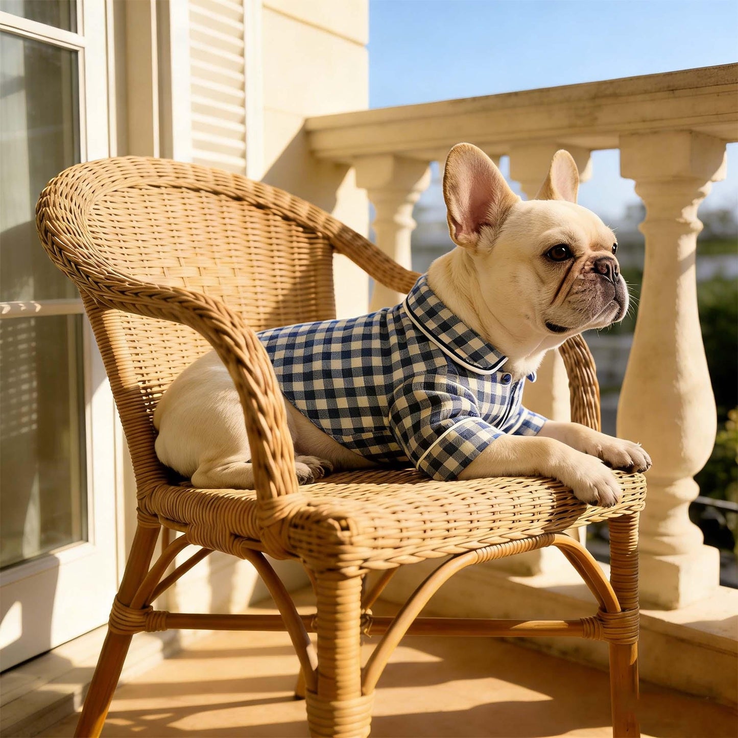 Personalized Embroidered Name Cotton-Linen Plaid Dog Pajamas | inCloth70