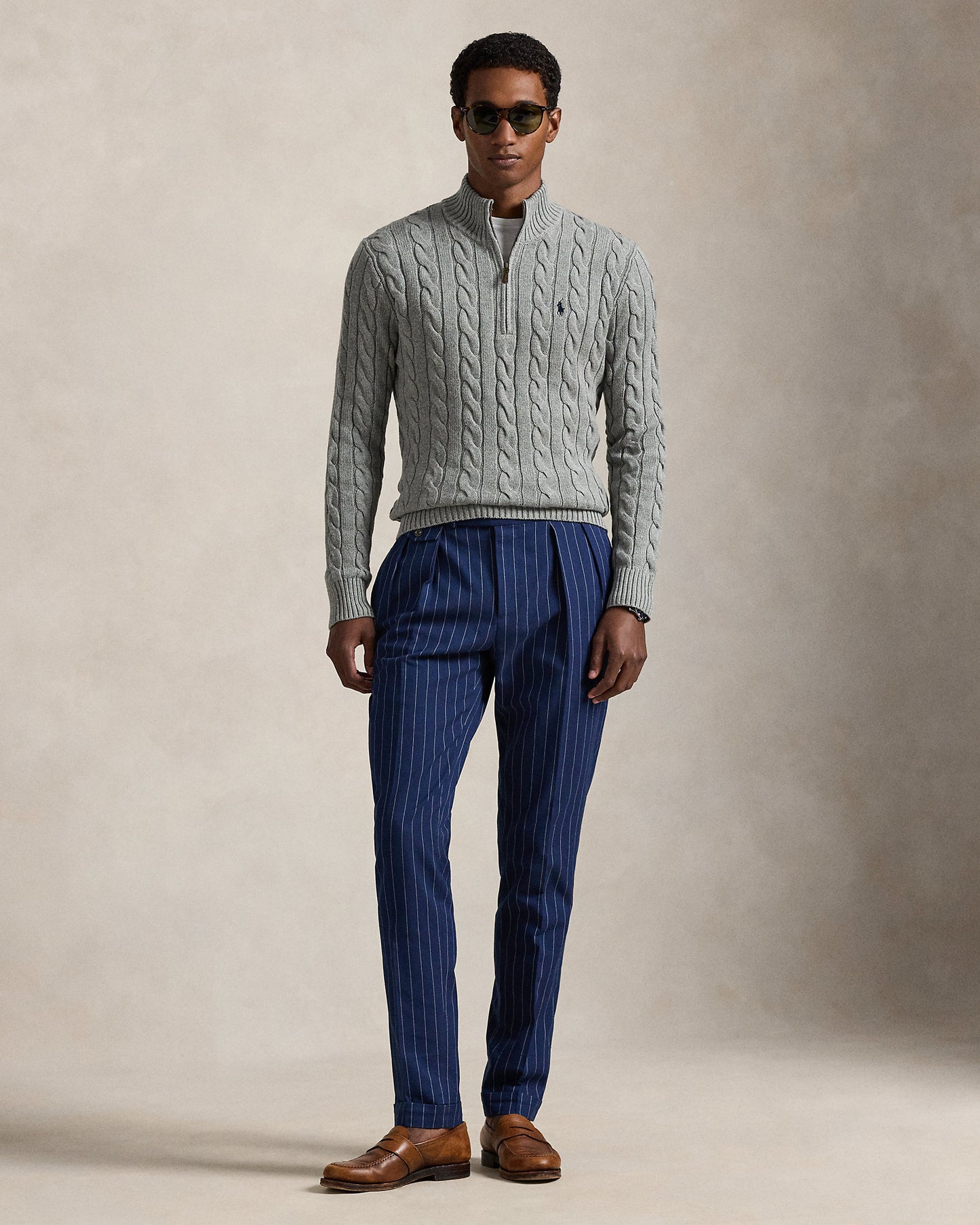 Cable-Knit Cotton Quarter-Zip Jumper