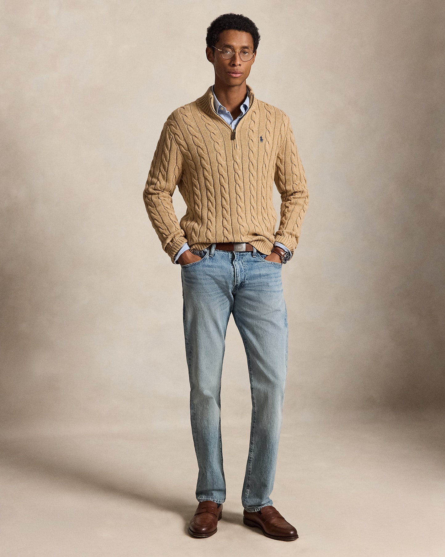 Cable-Knit Cotton Quarter-Zip Jumper