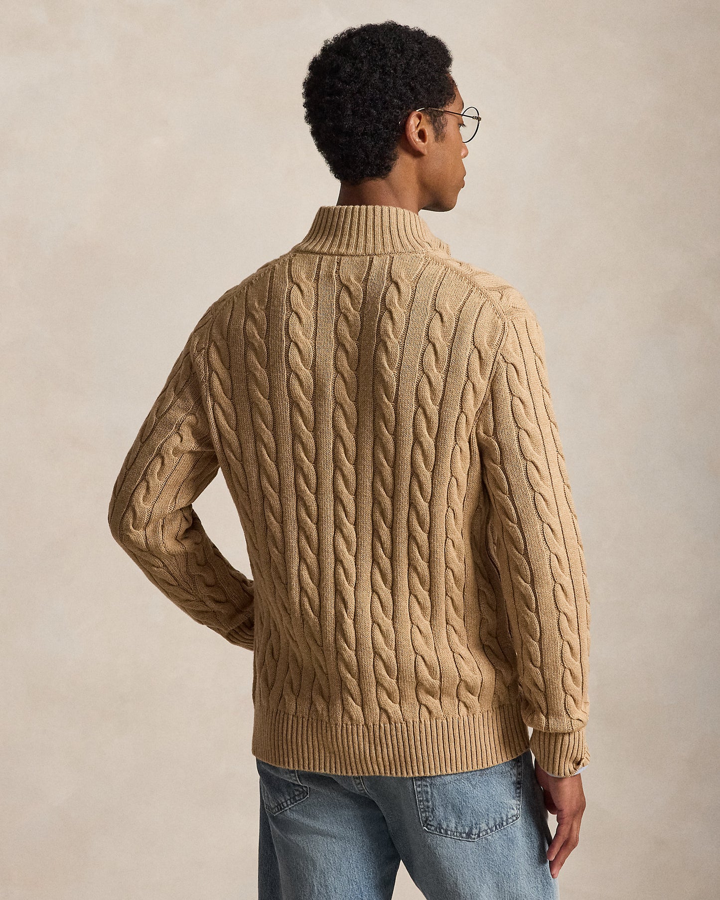 Cable-Knit Cotton Quarter-Zip Jumper
