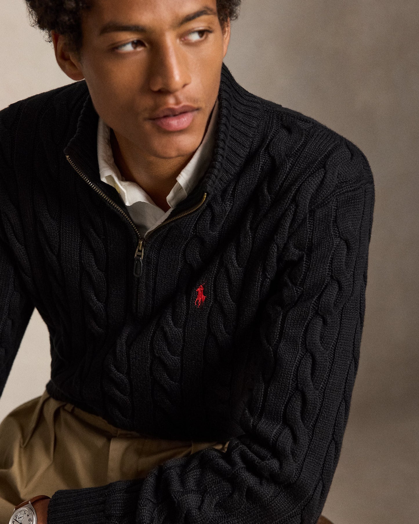 Cable-Knit Cotton Quarter-Zip Jumper