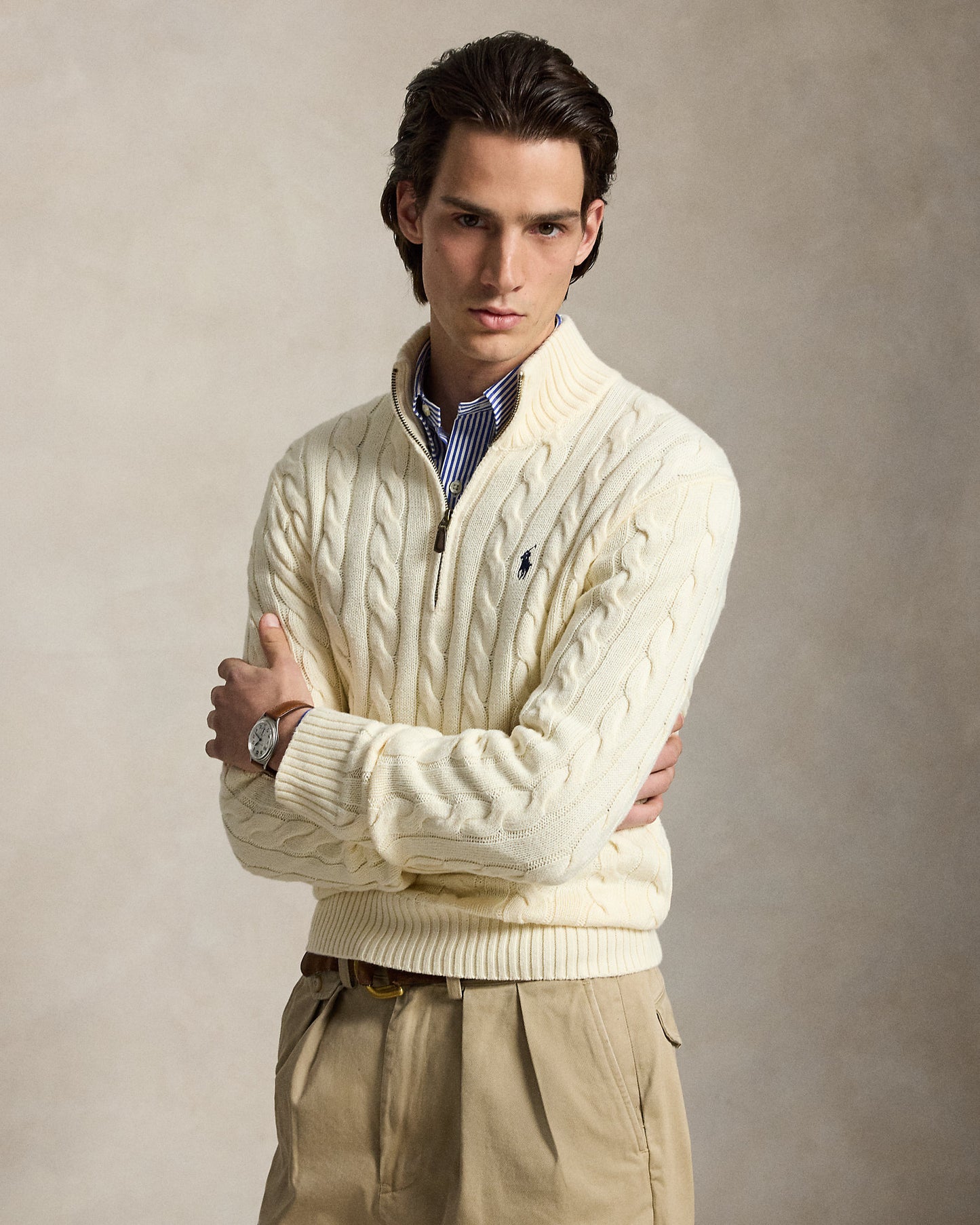 Cable-Knit Cotton Quarter-Zip Jumper