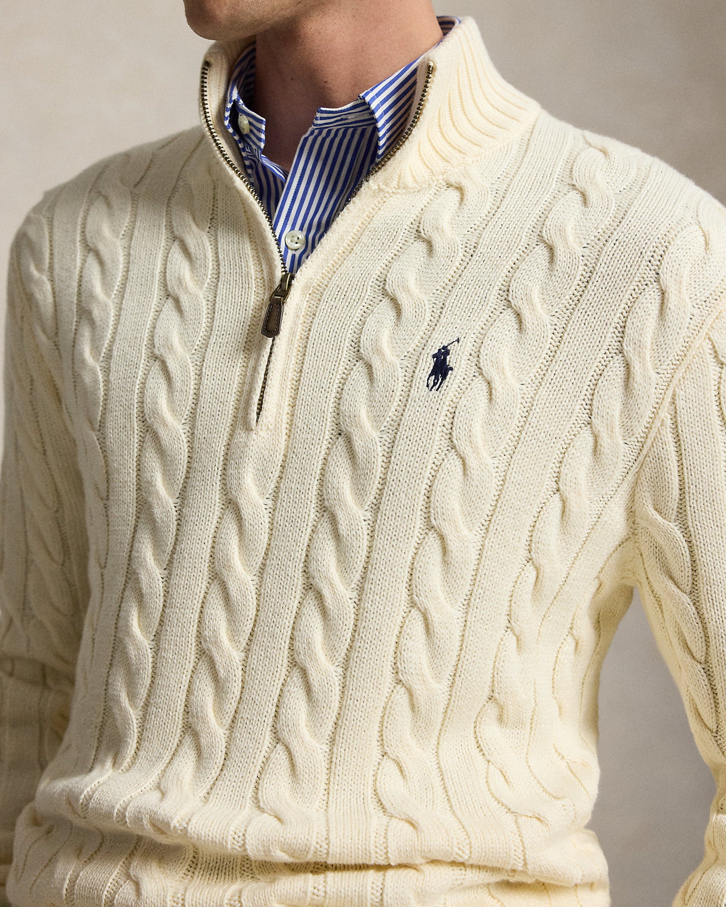 Cable-Knit Cotton Quarter-Zip Jumper