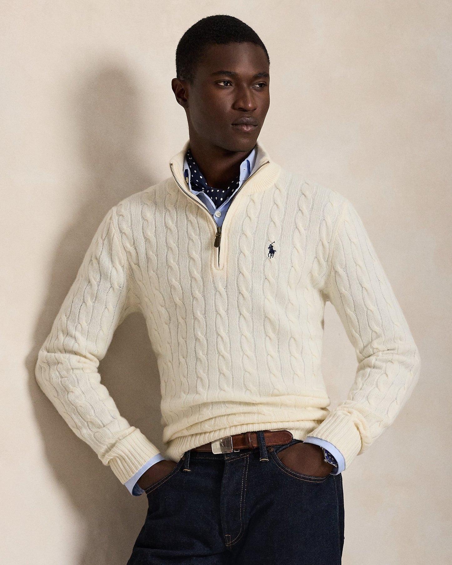 Cable-Knit Quarter-Zip Jumper