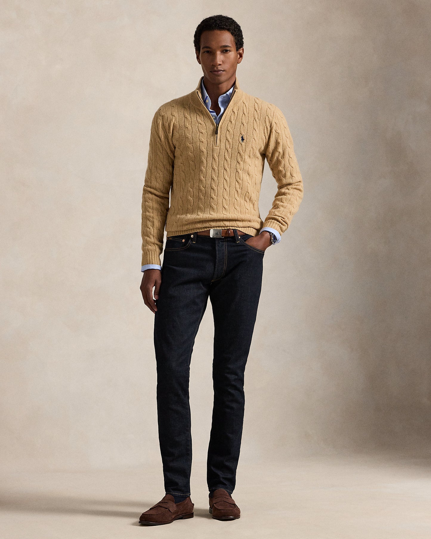 Cable-Knit Quarter-Zip Jumper