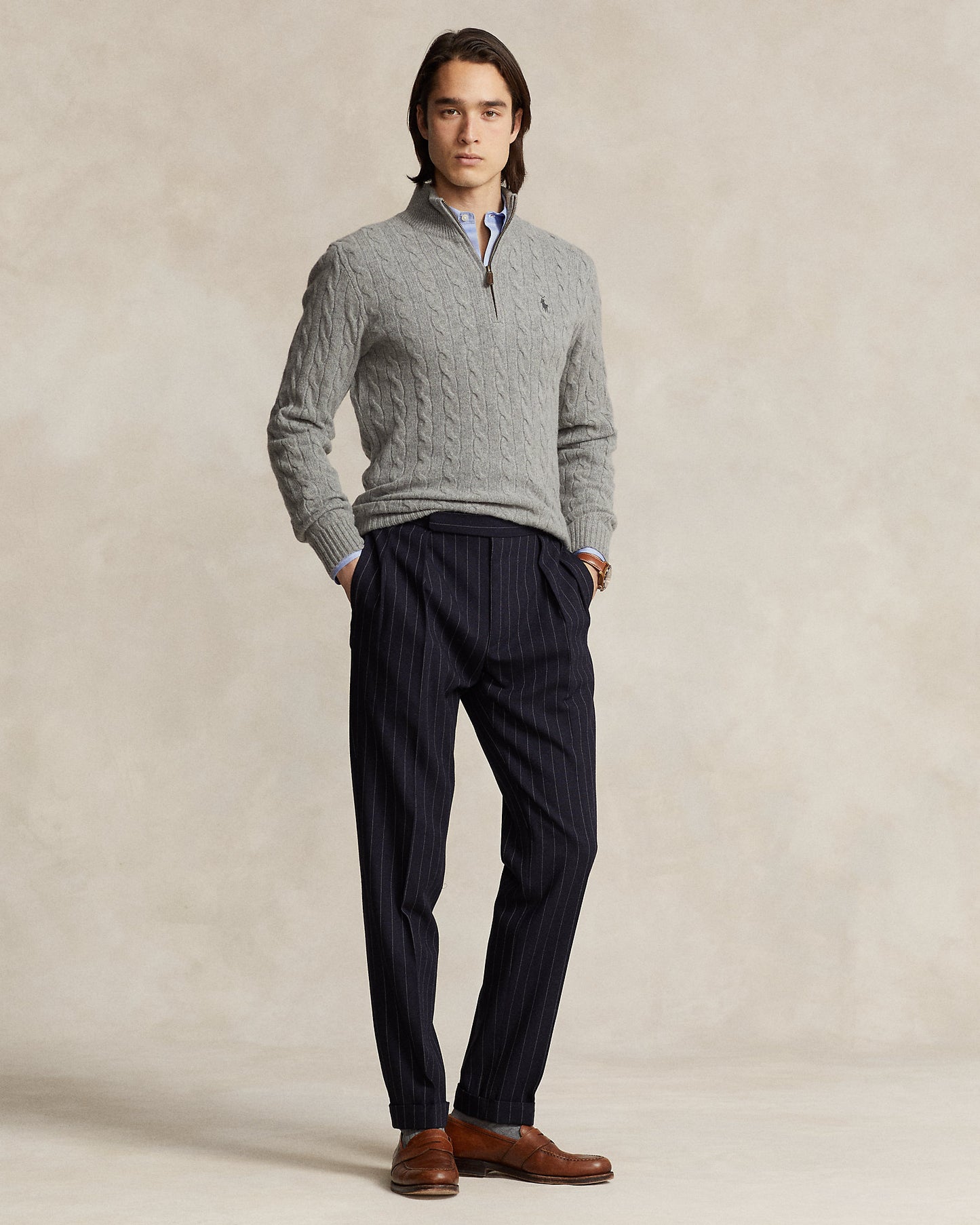 Cable-Knit Quarter-Zip Jumper
