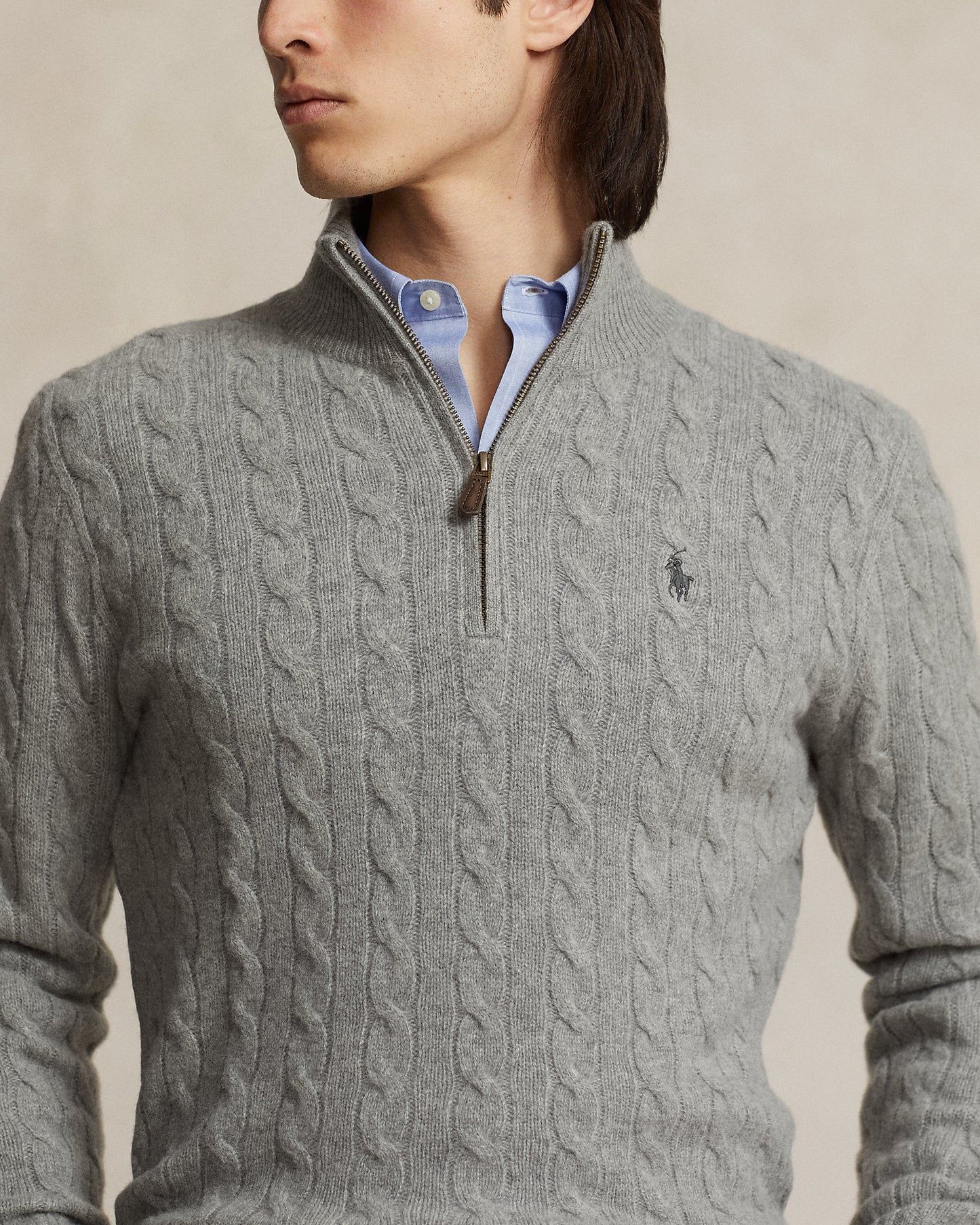 Cable-Knit Quarter-Zip Jumper