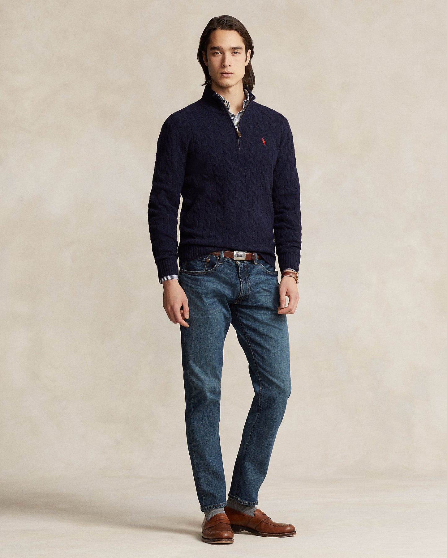 Cable-Knit Quarter-Zip Jumper