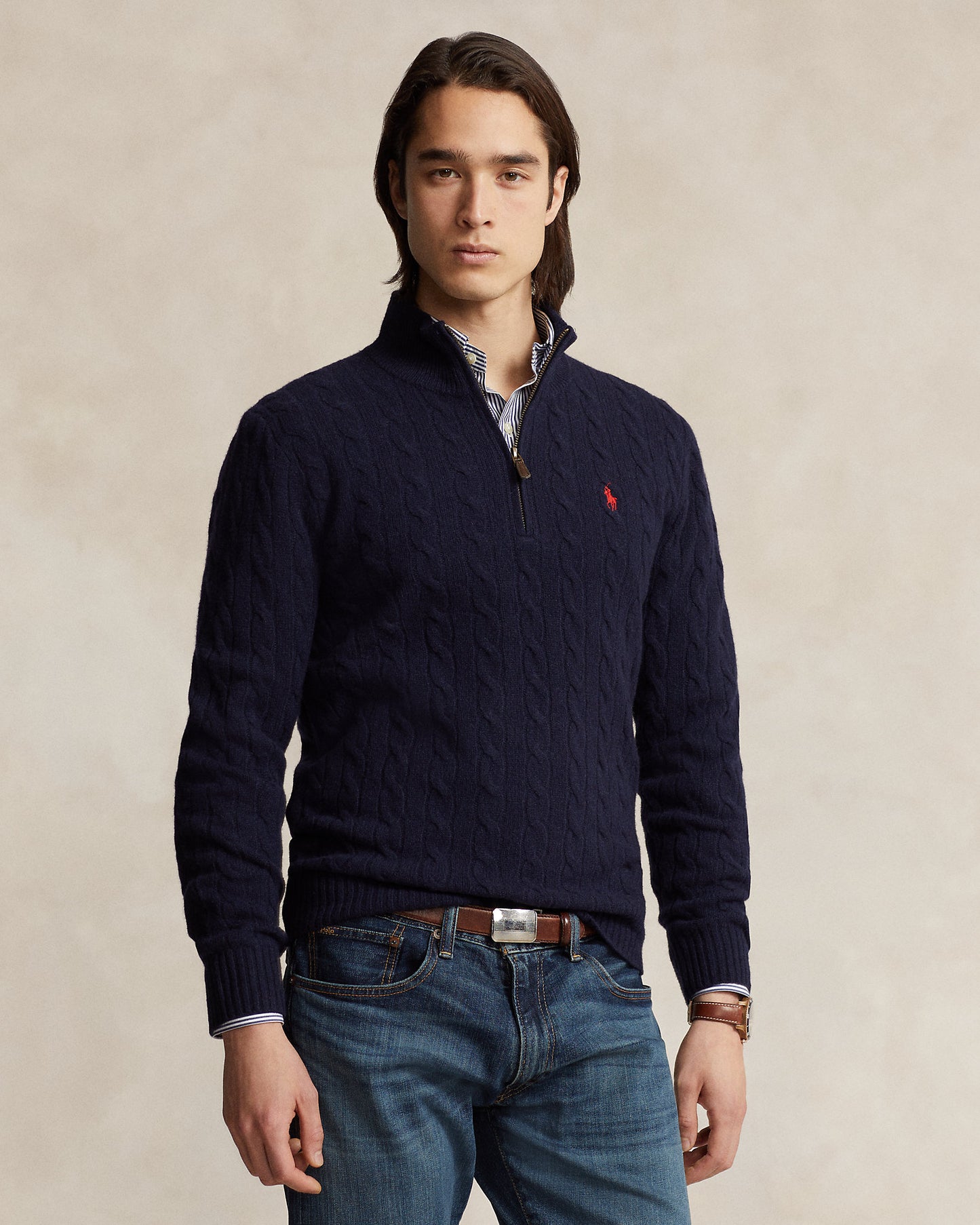 Cable-Knit Quarter-Zip Jumper