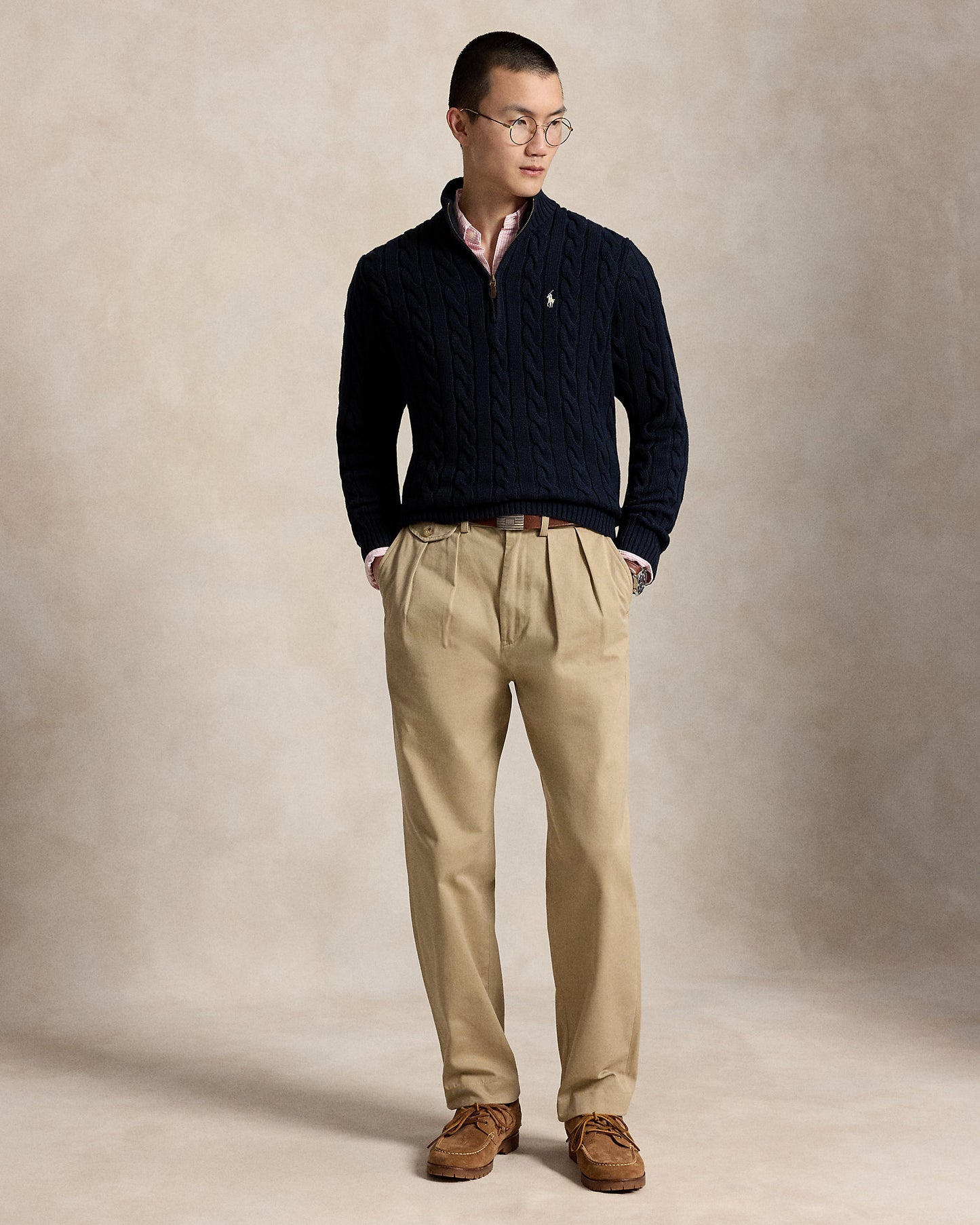 Cable-Knit Cotton Quarter-Zip Jumper