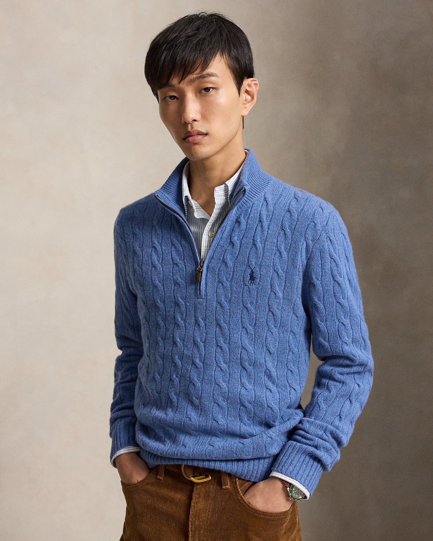 Cable-Knit Quarter-Zip Jumper