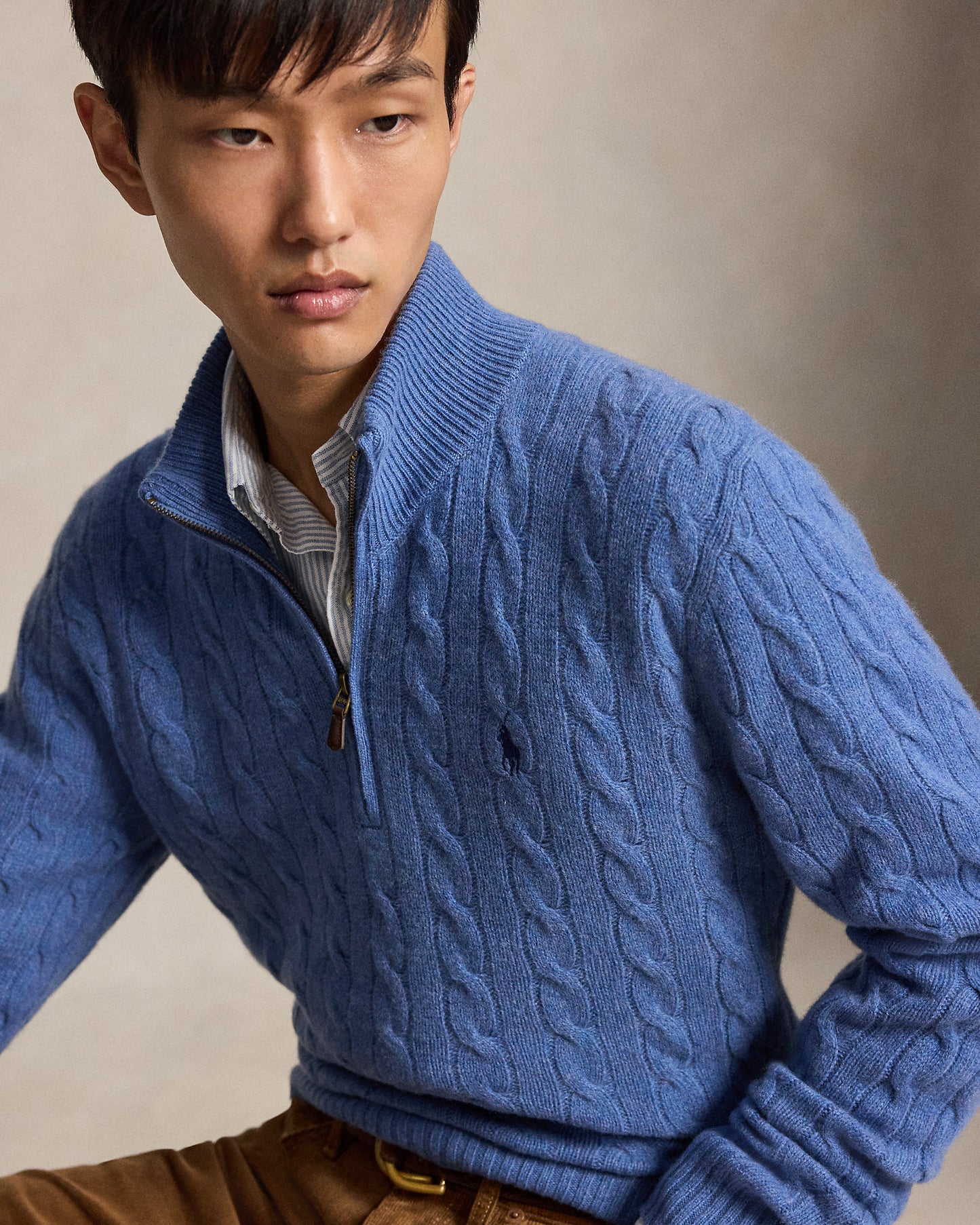 Cable-Knit Quarter-Zip Jumper