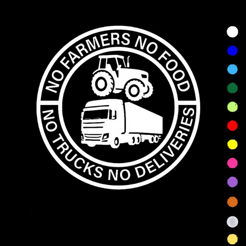 Auto-Vinyl-Aufkleber: Keine Bauern, kein Essen – keine LKW, keine Lieferungen